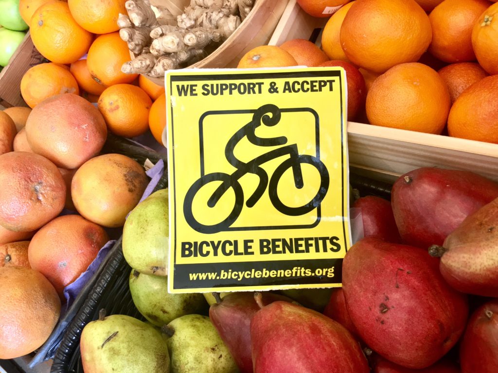Bicycle Benefits sign
